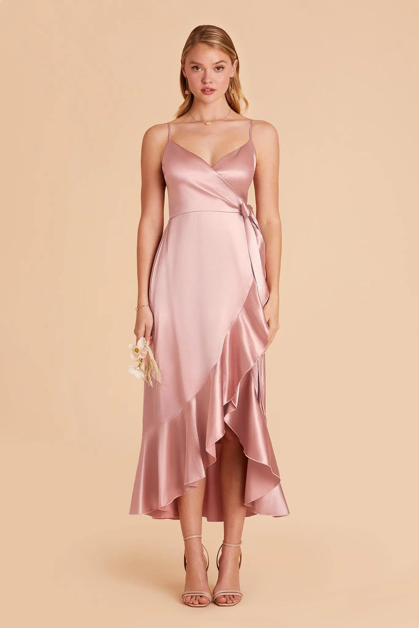 YC Shiny Satin Midi Dress - English Rose sold by Birdy Grey product image thumbnail 5
