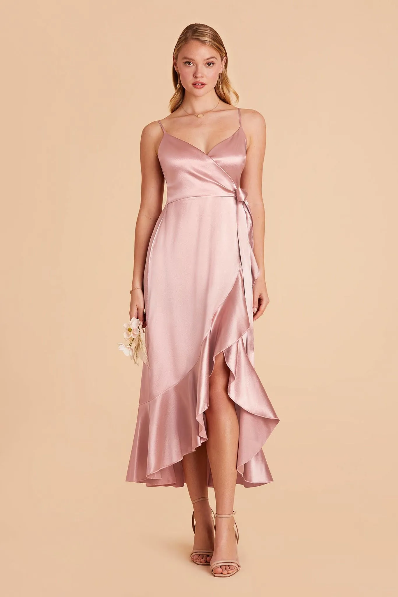 YC Shiny Satin Midi Dress - English Rose sold by Birdy Grey product image thumbnail 4
