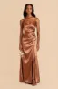 Catherine Shiny Satin Dress - Rust sold by Birdy Grey