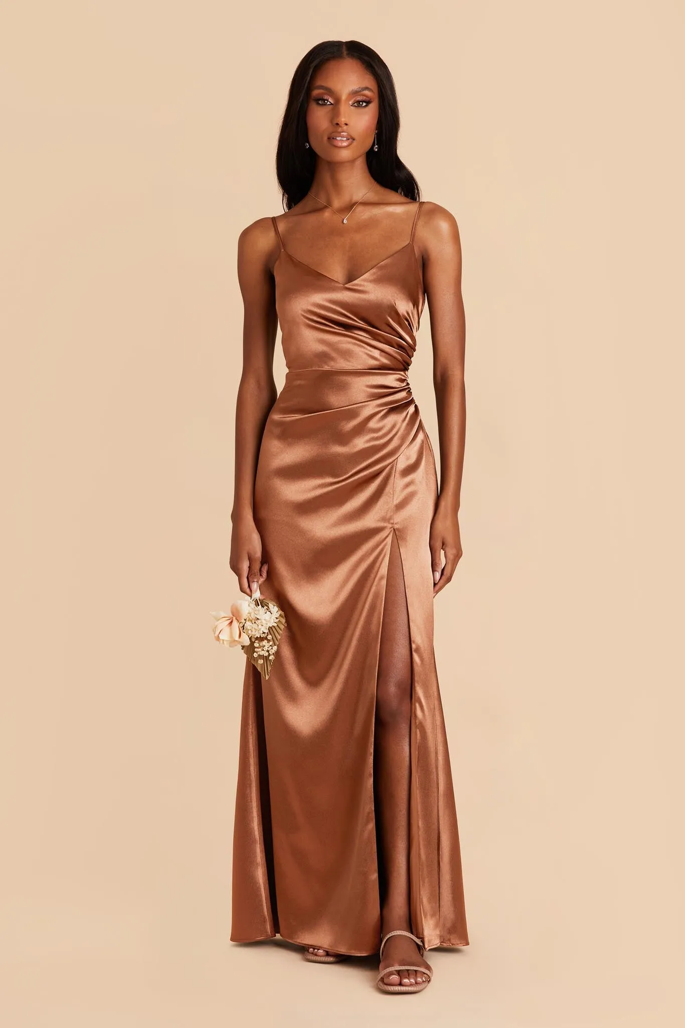 Catherine Shiny Satin Dress - Rust sold by Birdy Grey product image thumbnail 3