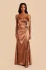 Catherine Shiny Satin Dress - Rust sold by Birdy Grey