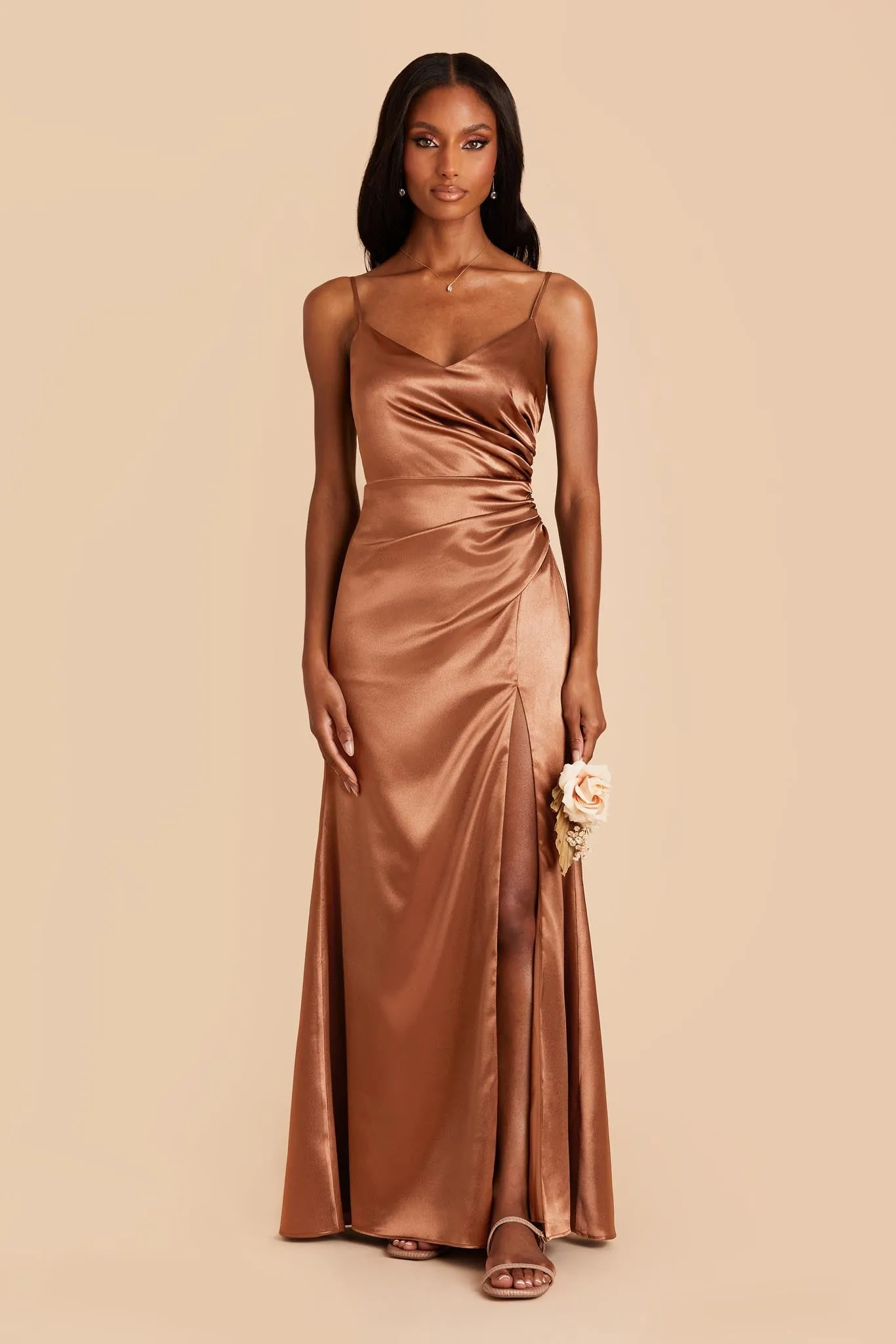 Catherine Shiny Satin Dress - Rust sold by Birdy Grey product image thumbnail 2