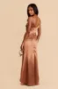 Catherine Shiny Satin Dress - Rust sold by Birdy Grey