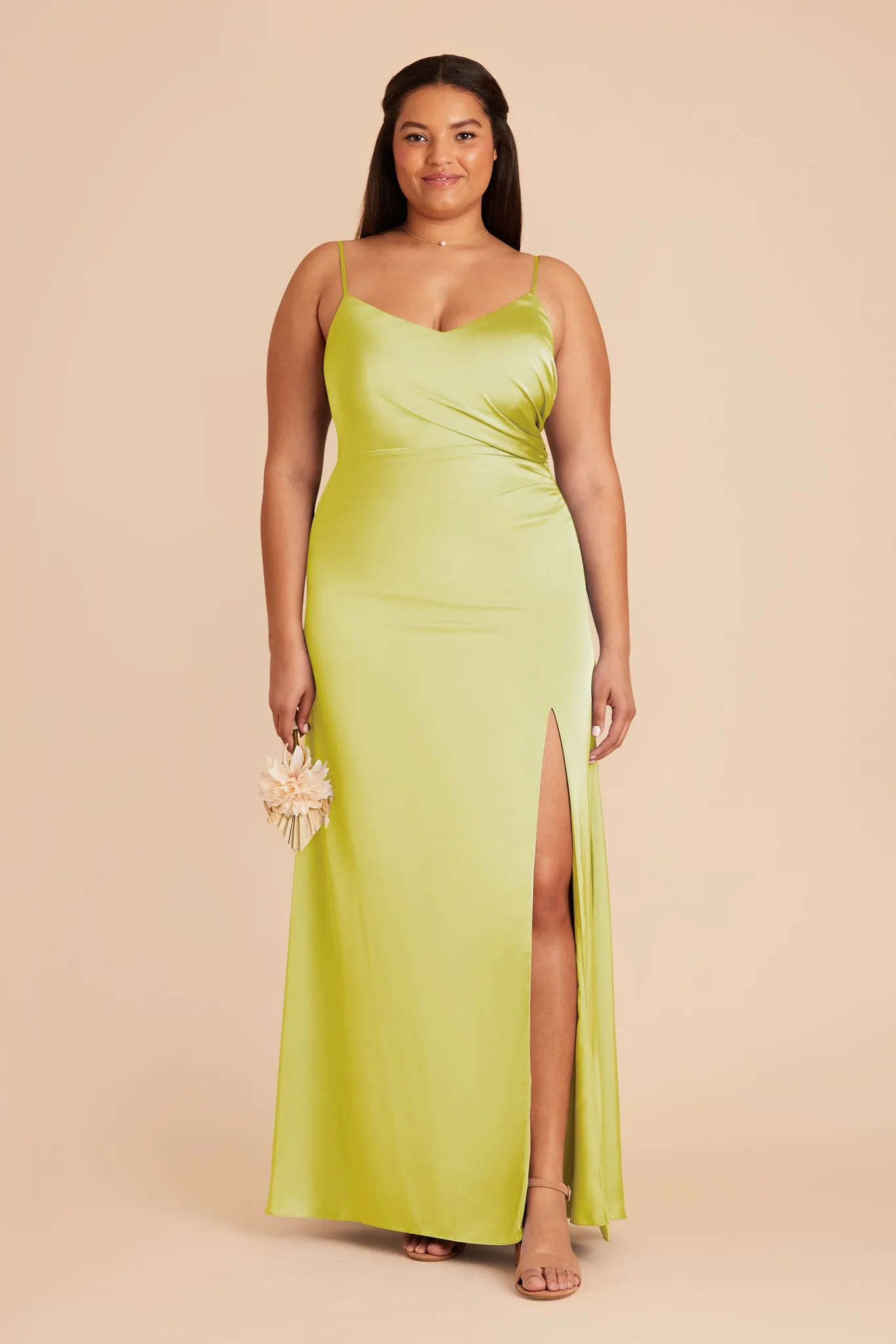 Catherine Matte Satin Dress - Chartreuse sold by Birdy Grey product image thumbnail 2