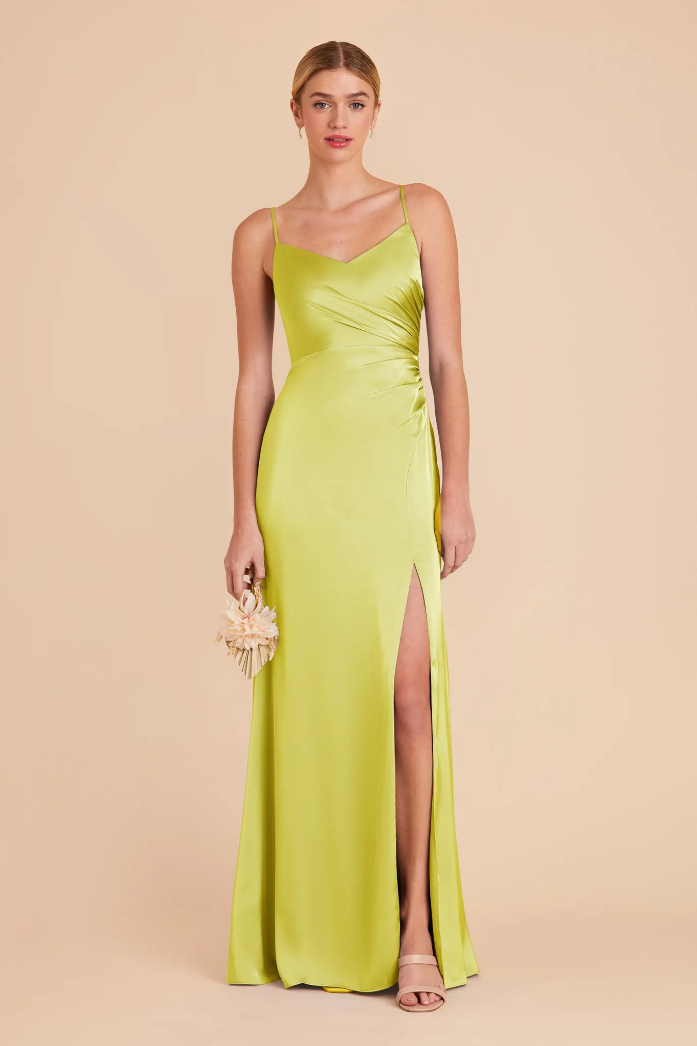 Catherine Matte Satin Dress - Chartreuse sold by Birdy Grey product image thumbnail 3