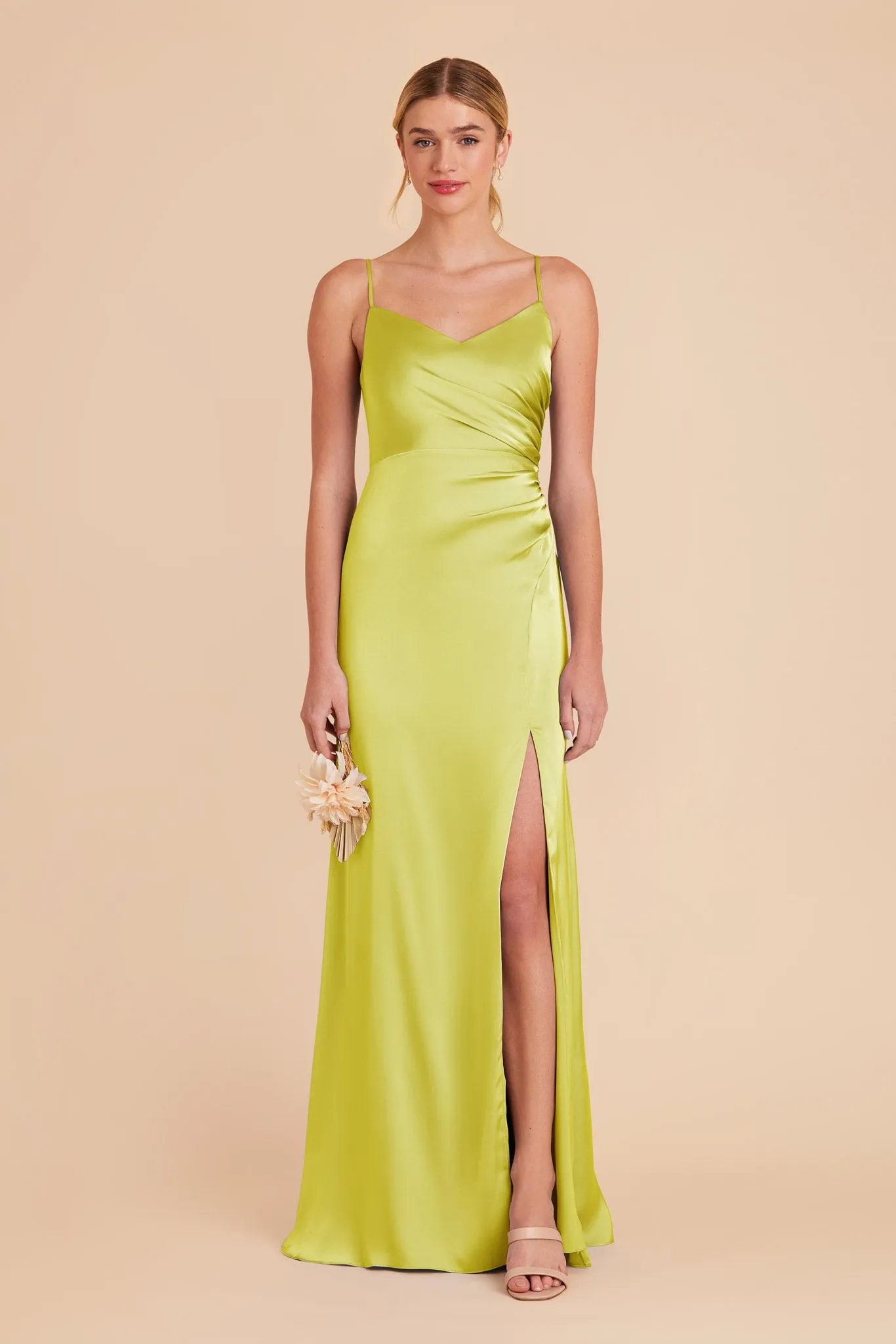 Catherine Matte Satin Dress - Chartreuse sold by Birdy Grey