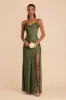 Lisa Long Matte Satin Dress - Olive sold by Birdy Grey