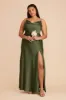 Lisa Long Matte Satin Dress - Olive sold by Birdy Grey