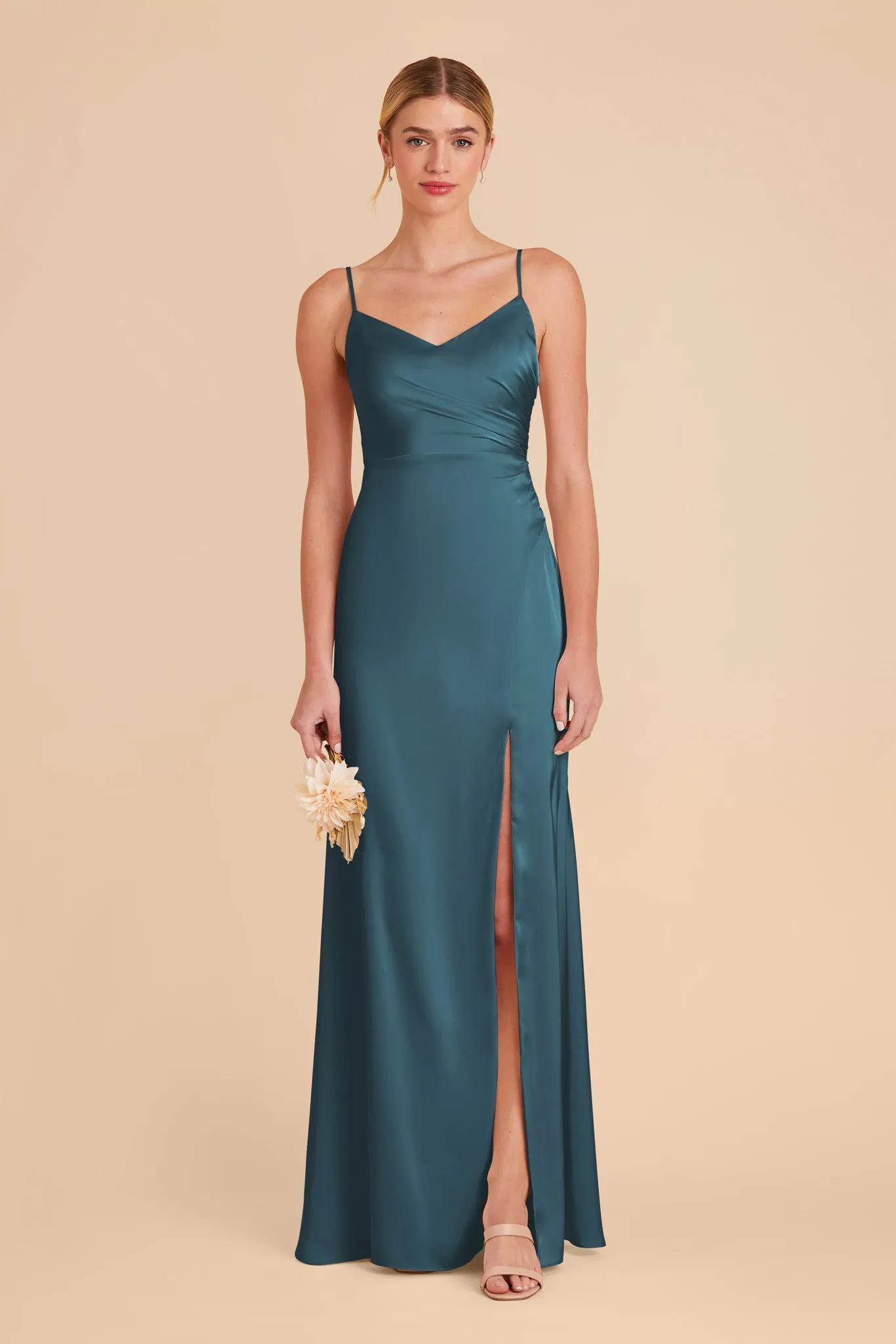 Catherine Matte Satin Dress - Dark Teal sold by Birdy Grey
