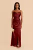 Lydia Shiny Satin Dress - Cabernet sold by Birdy Grey