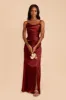 Lydia Shiny Satin Dress - Cabernet sold by Birdy Grey