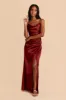 Lydia Shiny Satin Dress - Cabernet sold by Birdy Grey