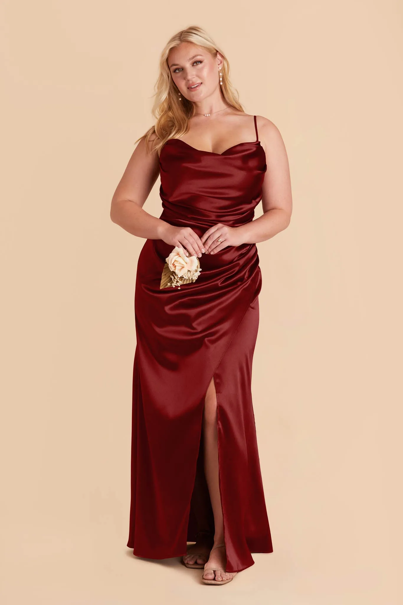 Lydia Shiny Satin Dress - Cabernet sold by Birdy Grey