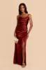 Lydia Shiny Satin Dress - Cabernet sold by Birdy Grey