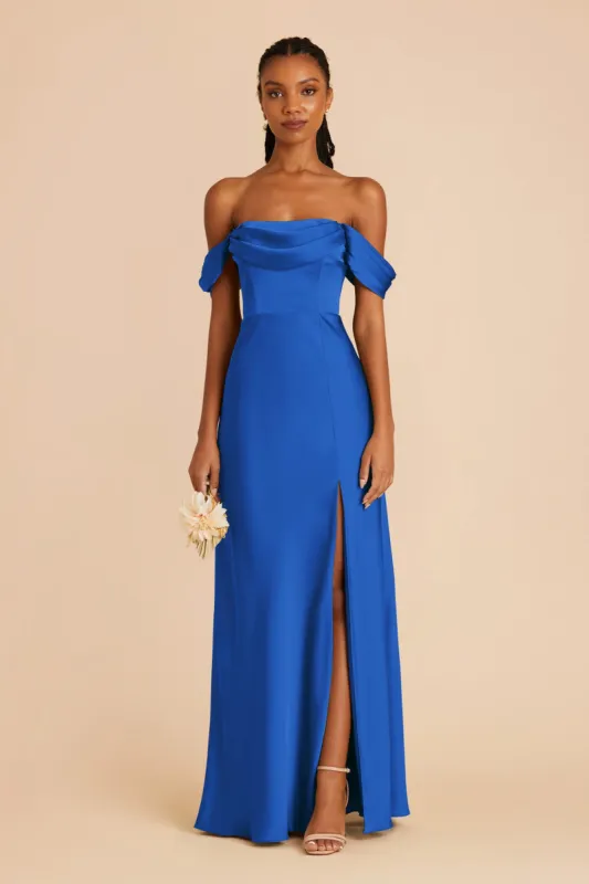 Mia Matte Satin Convertible Dress - Cobalt Blue sold by Birdy Grey