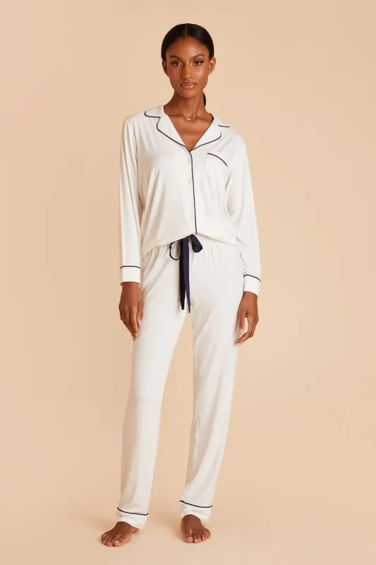 Jonny Long Sleeve Pajama and Pants Set - Ivory sold by Birdy Grey