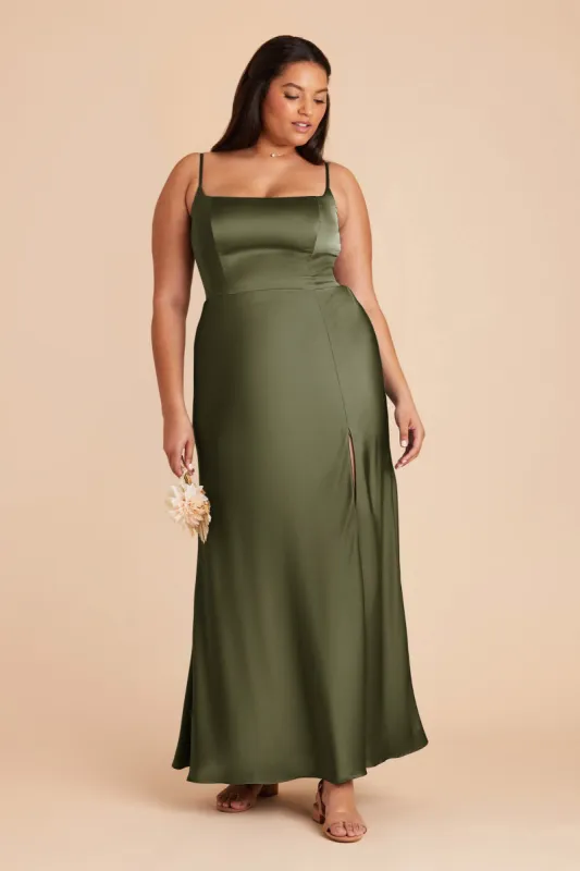 Mai Matte Satin Dress - Olive sold by Birdy Grey