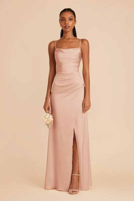 Lydia Matte Satin Dress - Rose Gold sold by Birdy Grey