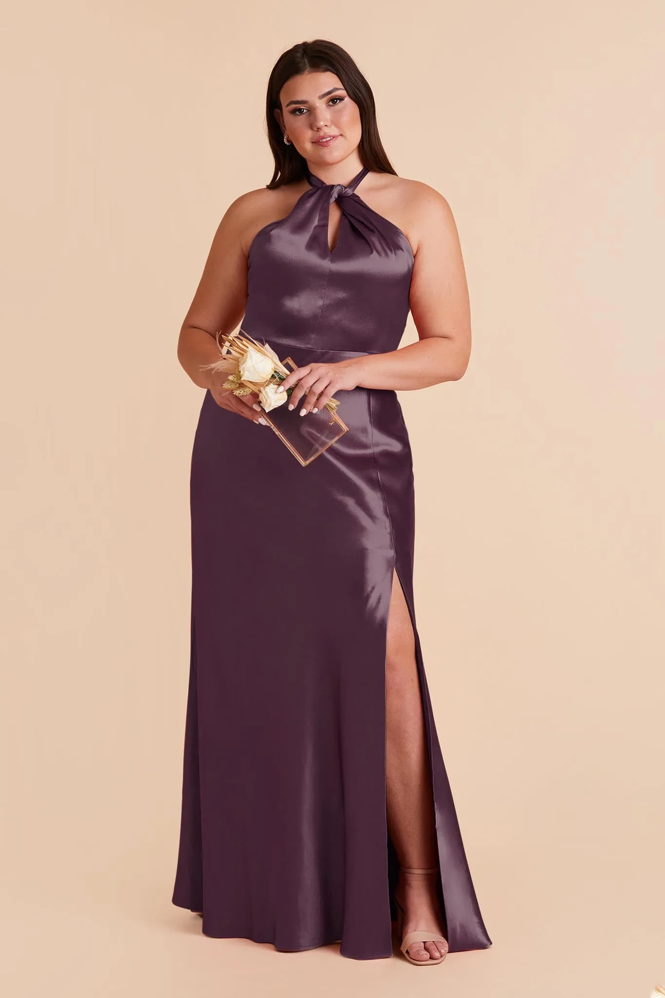 Monica Shiny Satin Dress - Plum sold by Birdy Grey product image thumbnail 2