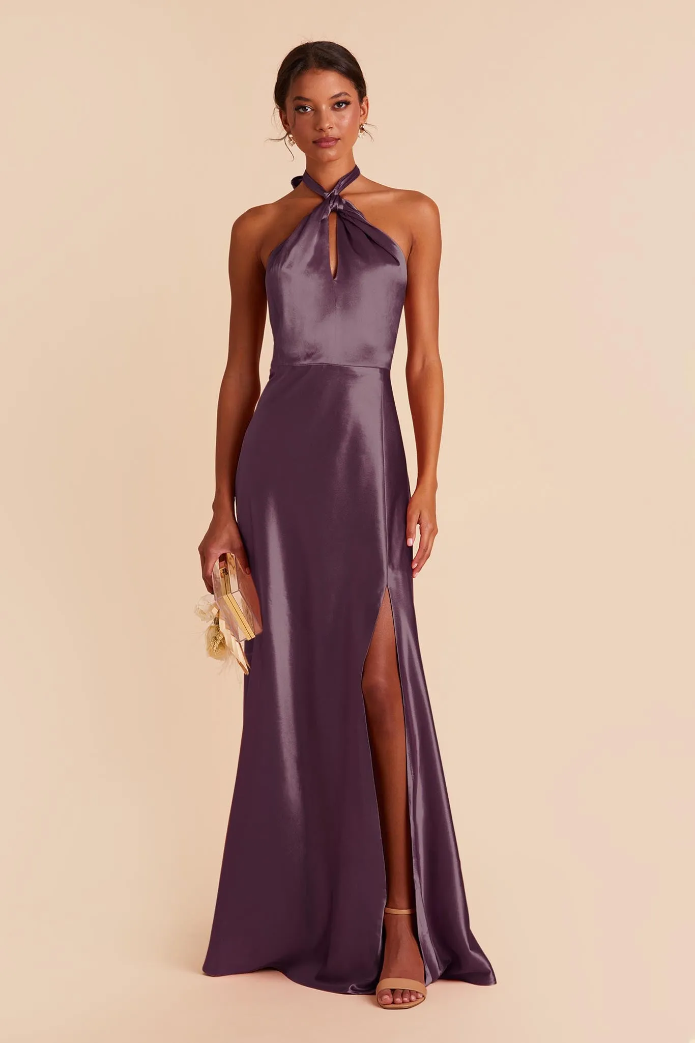 Monica Shiny Satin Dress - Plum sold by Birdy Grey product image thumbnail 4