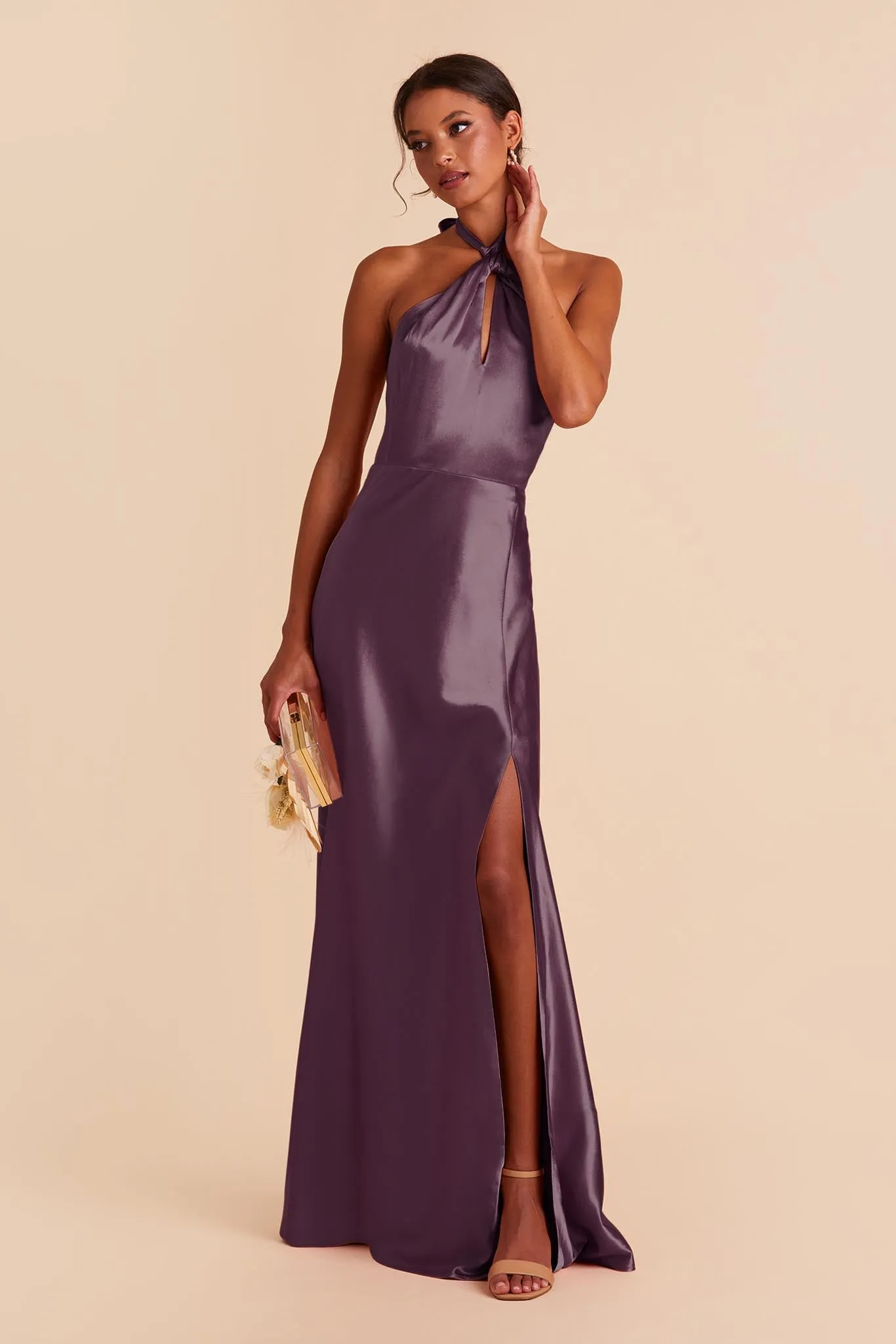 Monica Shiny Satin Dress - Plum sold by Birdy Grey product image thumbnail 5