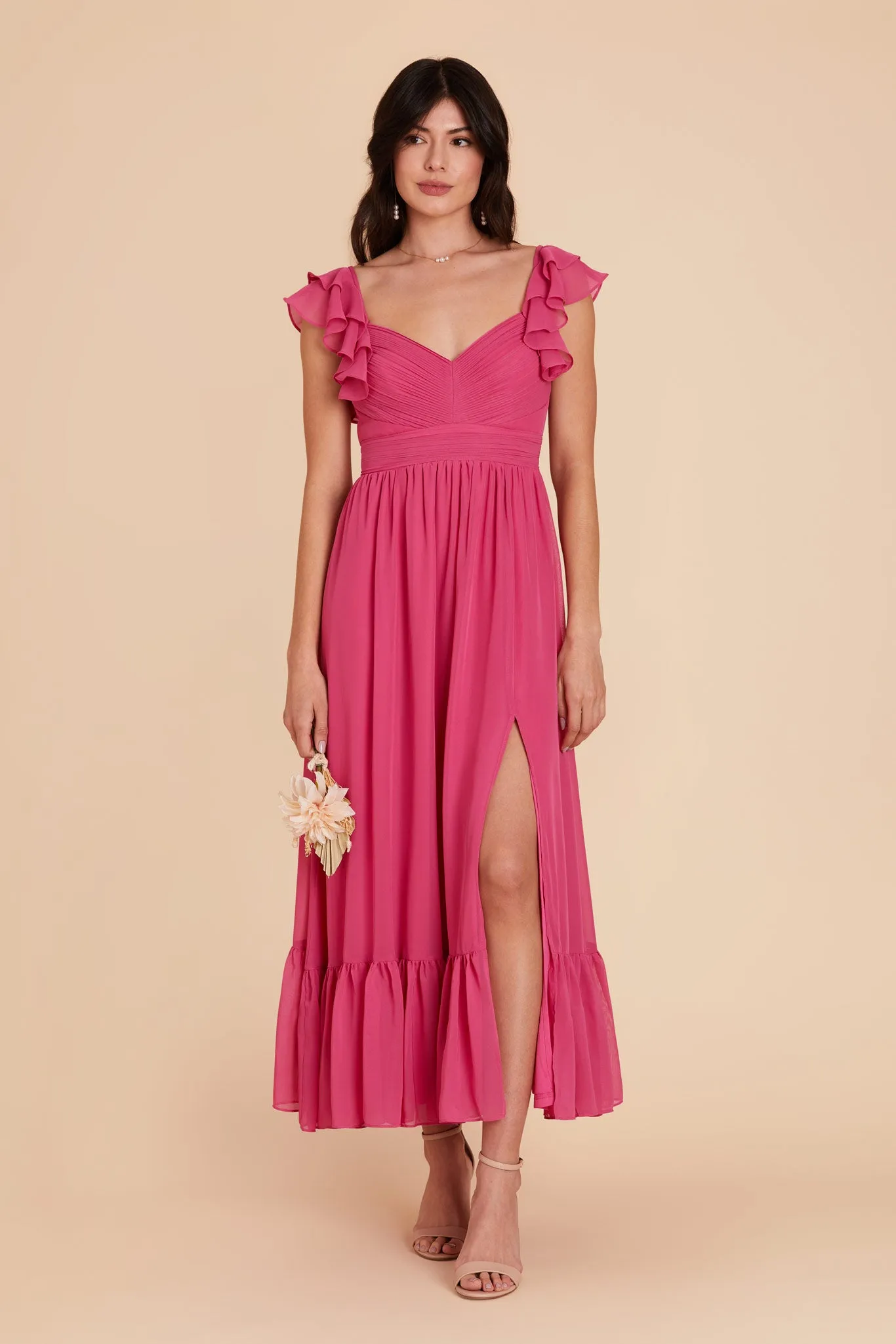 Michelle Chiffon Dress - Fuchsia sold by Birdy Grey