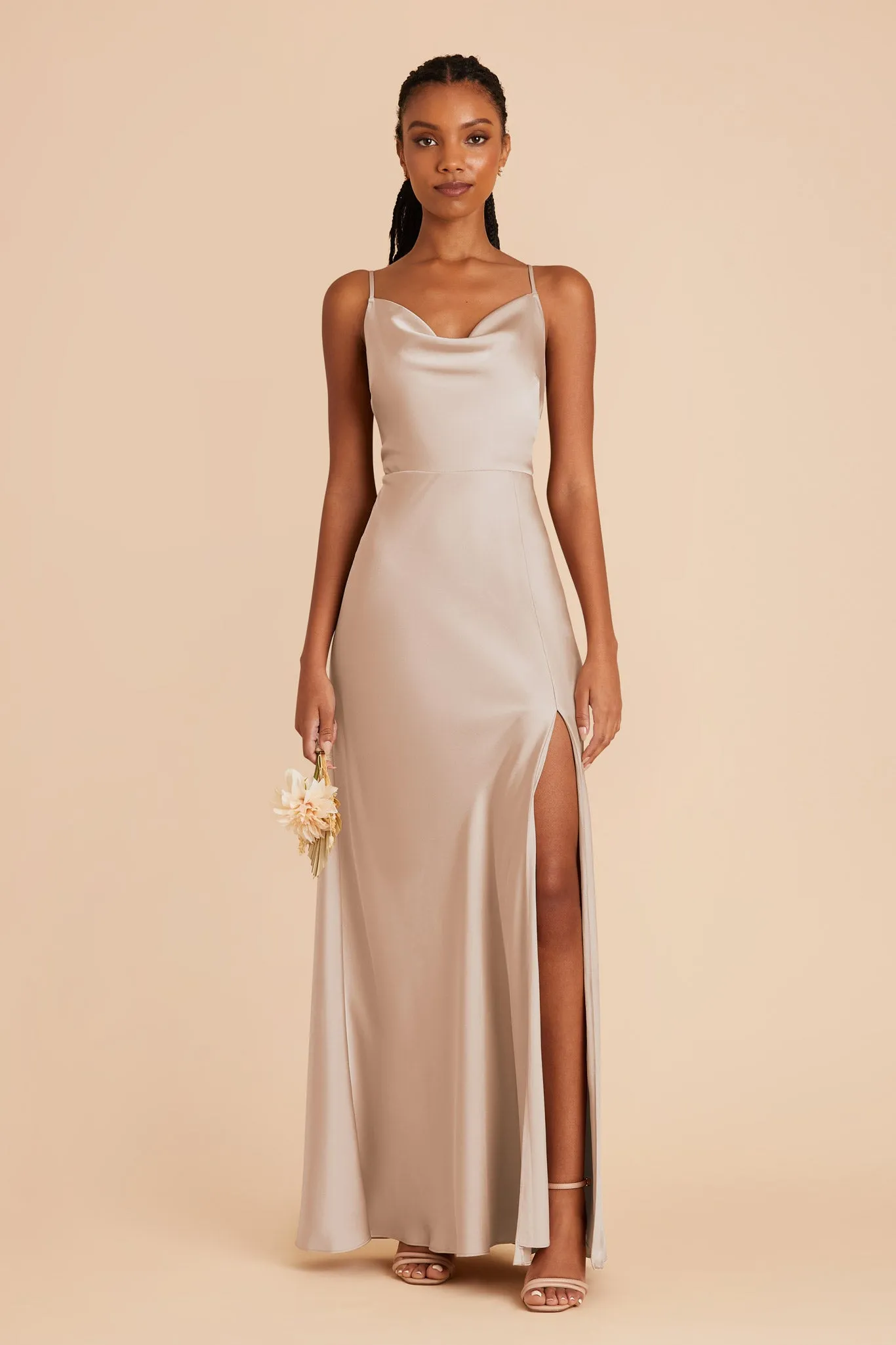 Lisa Long Matte Satin Dress - Taupe sold by Birdy Grey product image thumbnail 3