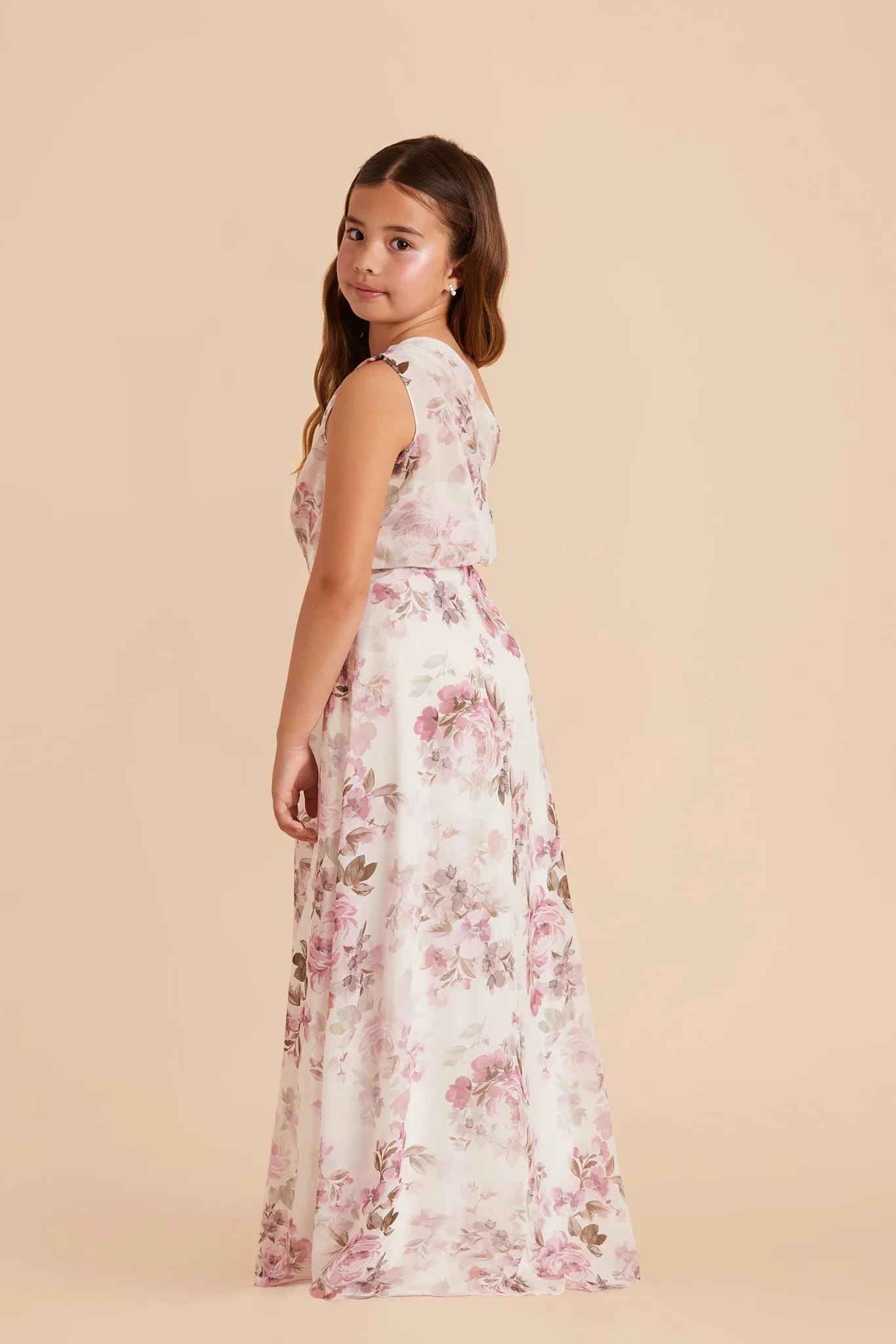 Kiara Junior Chiffon Dress - Dusty Pink Peonies sold by Birdy Grey product image thumbnail 4
