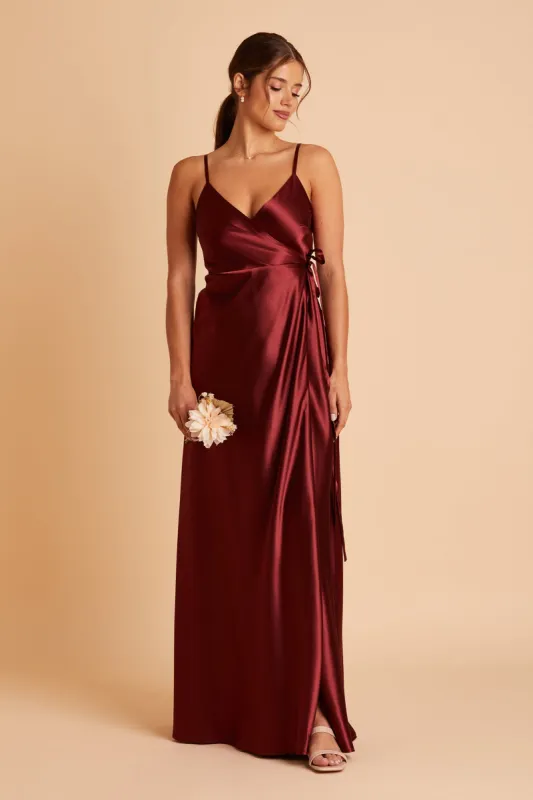 Cindy Shiny Satin Dress - Cabernet sold by Birdy Grey
