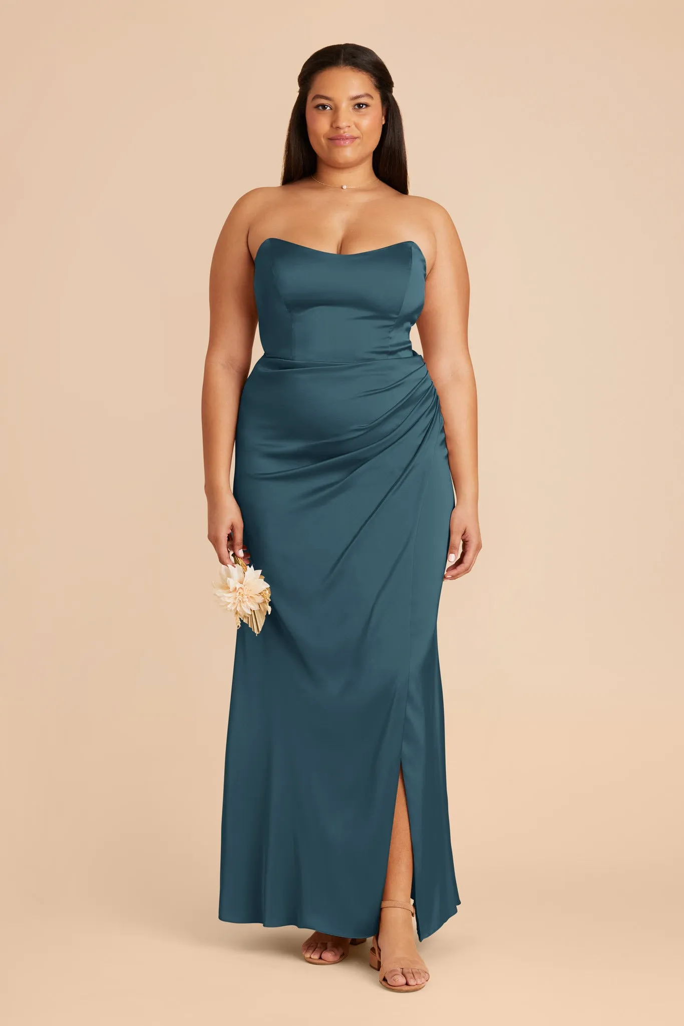 Anne Matte Satin Dress - Dark Teal sold by Birdy Grey product image thumbnail 2