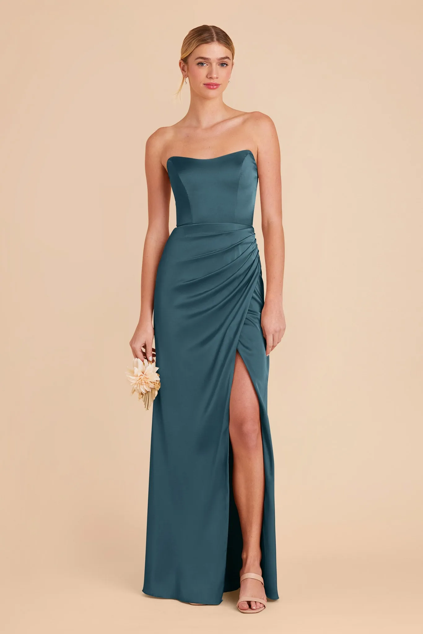 Anne Matte Satin Dress - Dark Teal sold by Birdy Grey