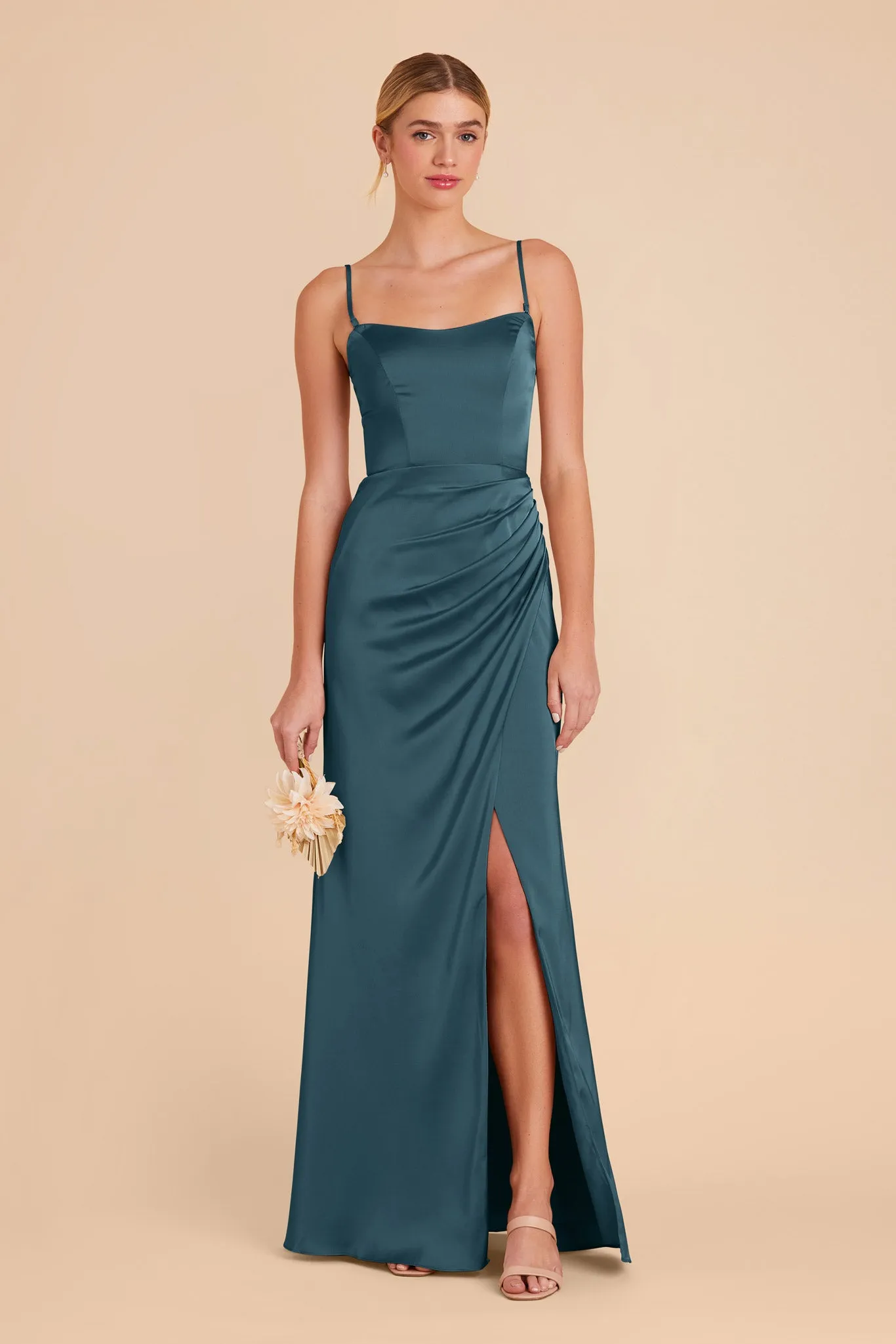 Anne Matte Satin Dress - Dark Teal sold by Birdy Grey product image thumbnail 5