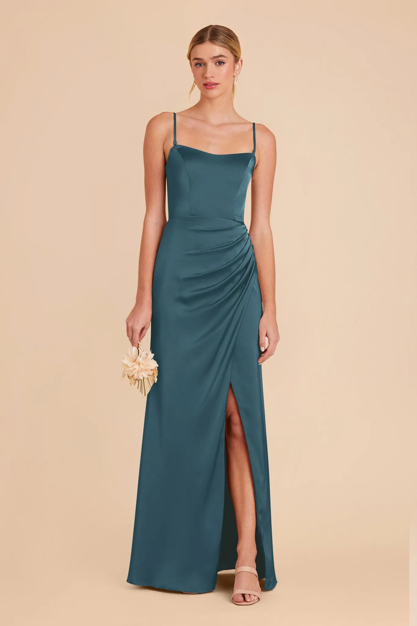 Anne Matte Satin Dress - Dark Teal sold by Birdy Grey product image thumbnail 3