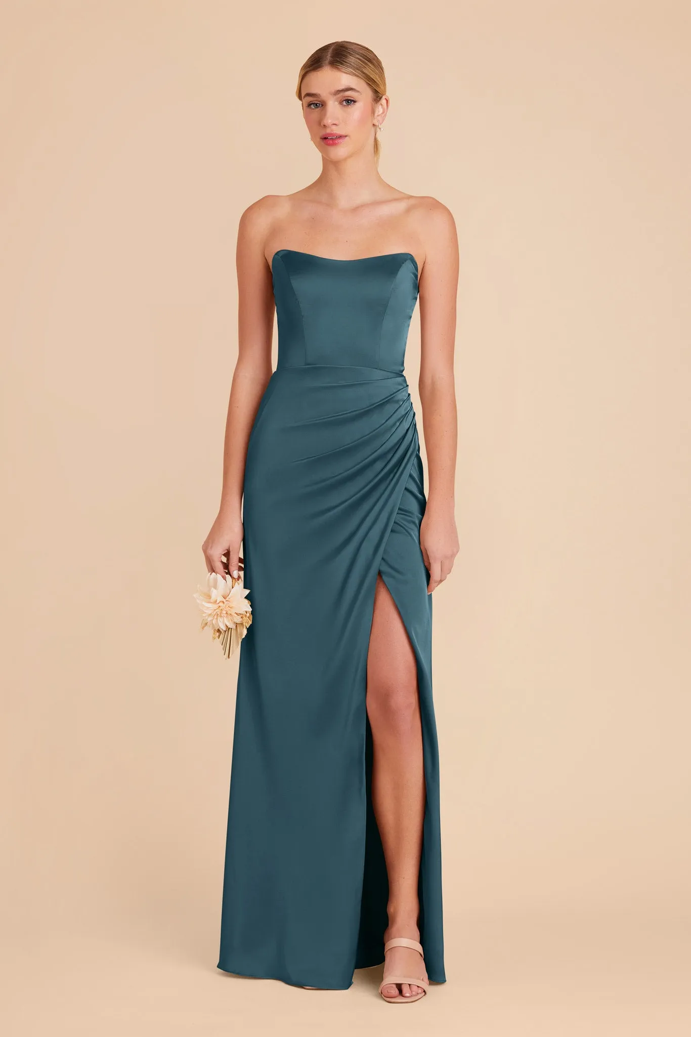 Anne Matte Satin Dress - Dark Teal sold by Birdy Grey product image thumbnail 4