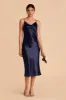 Lisa Shiny Satin Midi Dress - Navy sold by Birdy Grey