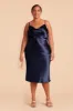 Lisa Shiny Satin Midi Dress - Navy sold by Birdy Grey