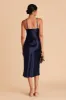 Lisa Shiny Satin Midi Dress - Navy sold by Birdy Grey