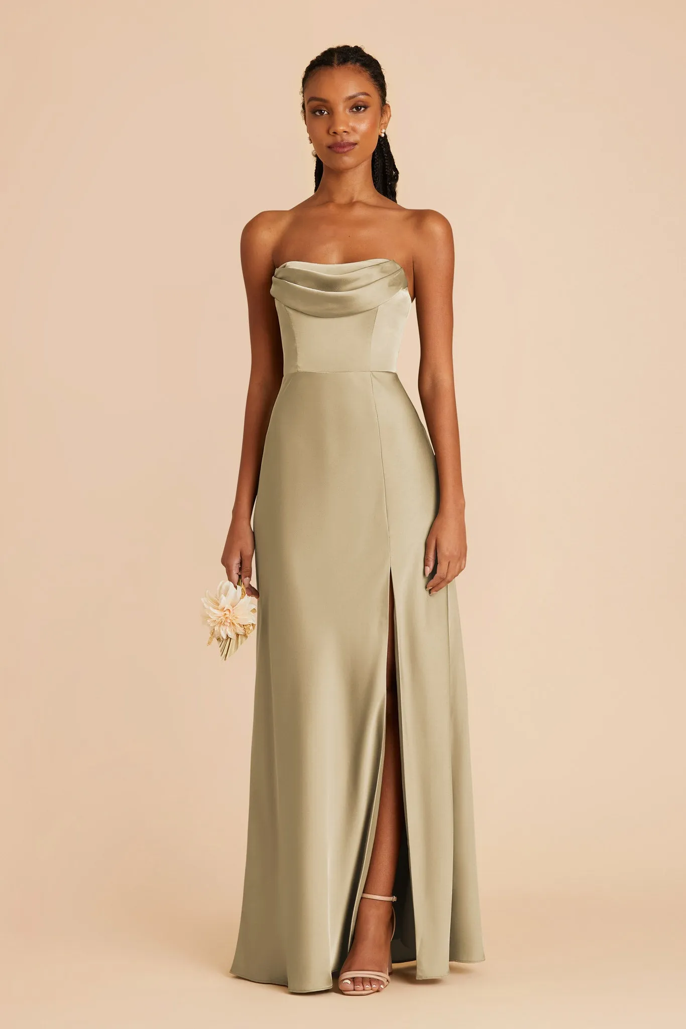 Mia Matte Satin Convertible Dress - Moss Green sold by Birdy Grey