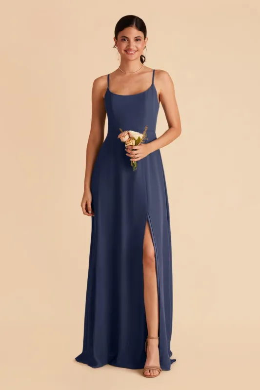 Amy Chiffon Dress - Slate Blue sold by Birdy Grey