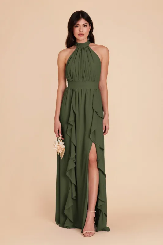Joyce Chiffon Dress - Olive sold by Birdy Grey