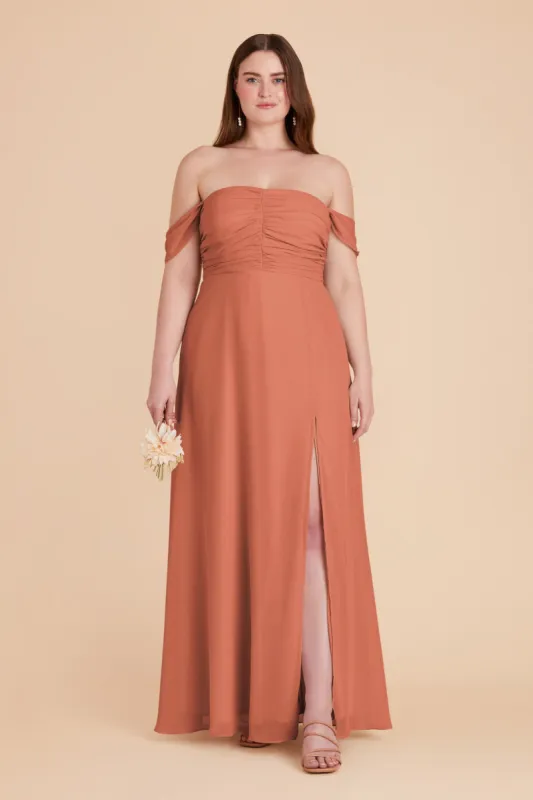Cara Chiffon Dress - Terracotta sold by Birdy Grey