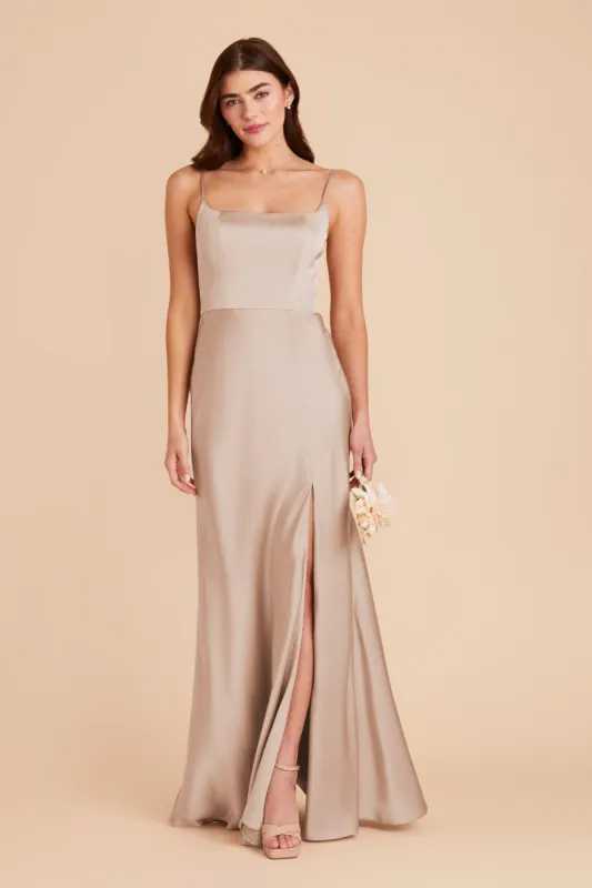 Mai Matte Satin Dress - Taupe sold by Birdy Grey