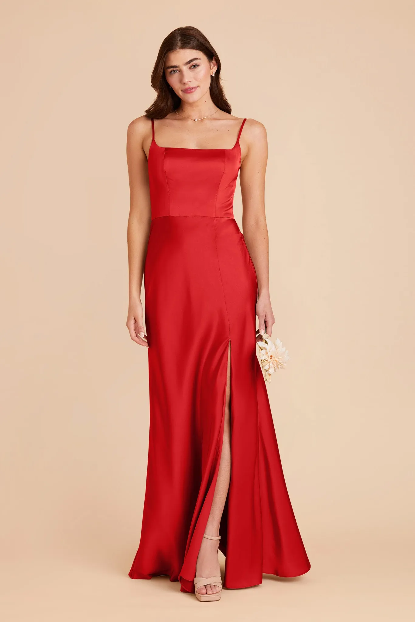 Mai Matte Satin Dress - Ruby Red sold by Birdy Grey