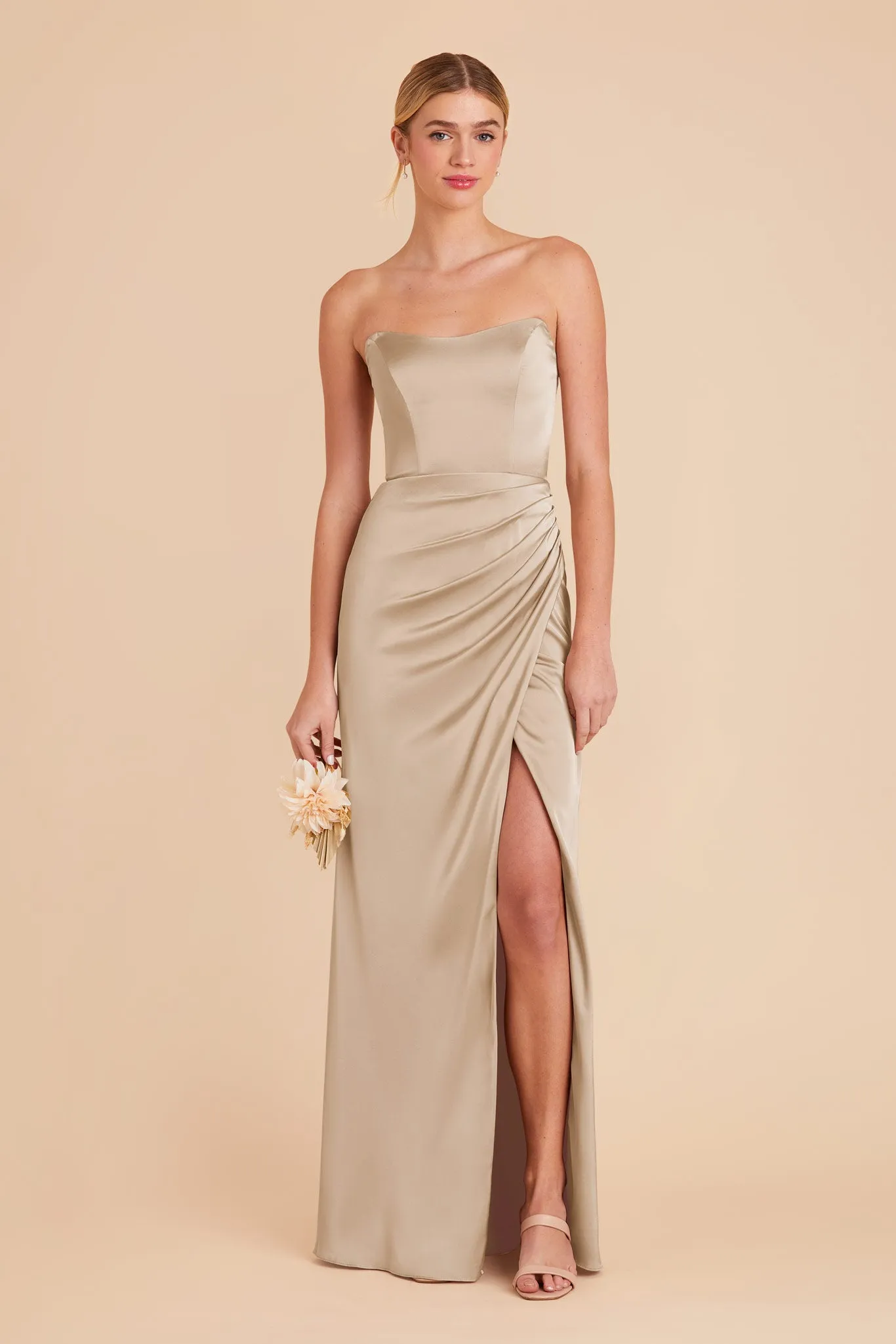 Anne Matte Satin Dress - Neutral Champagne sold by Birdy Grey product image thumbnail 5