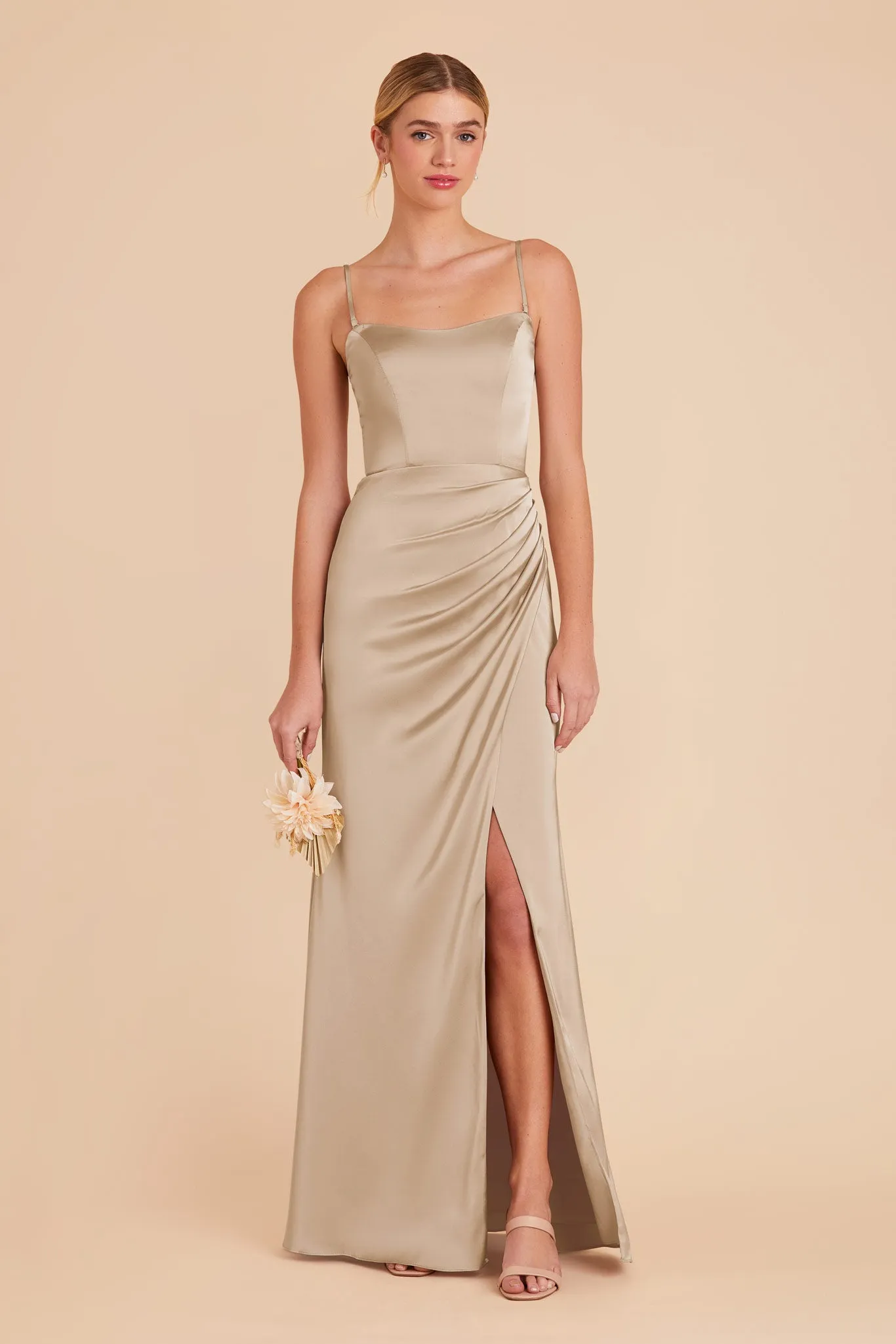 Anne Matte Satin Dress - Neutral Champagne sold by Birdy Grey product image thumbnail 4