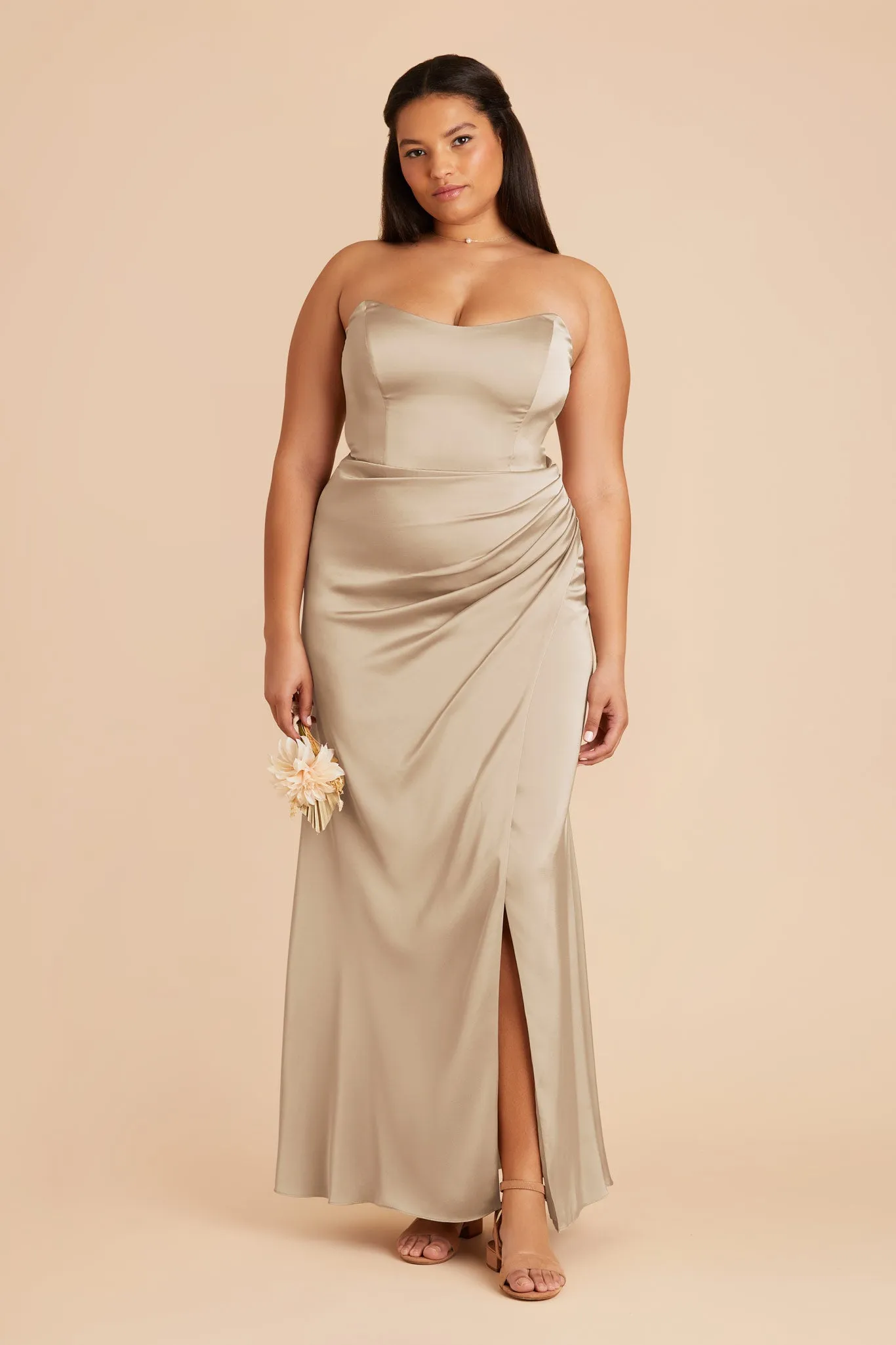 Anne Matte Satin Dress - Neutral Champagne sold by Birdy Grey product image thumbnail 2