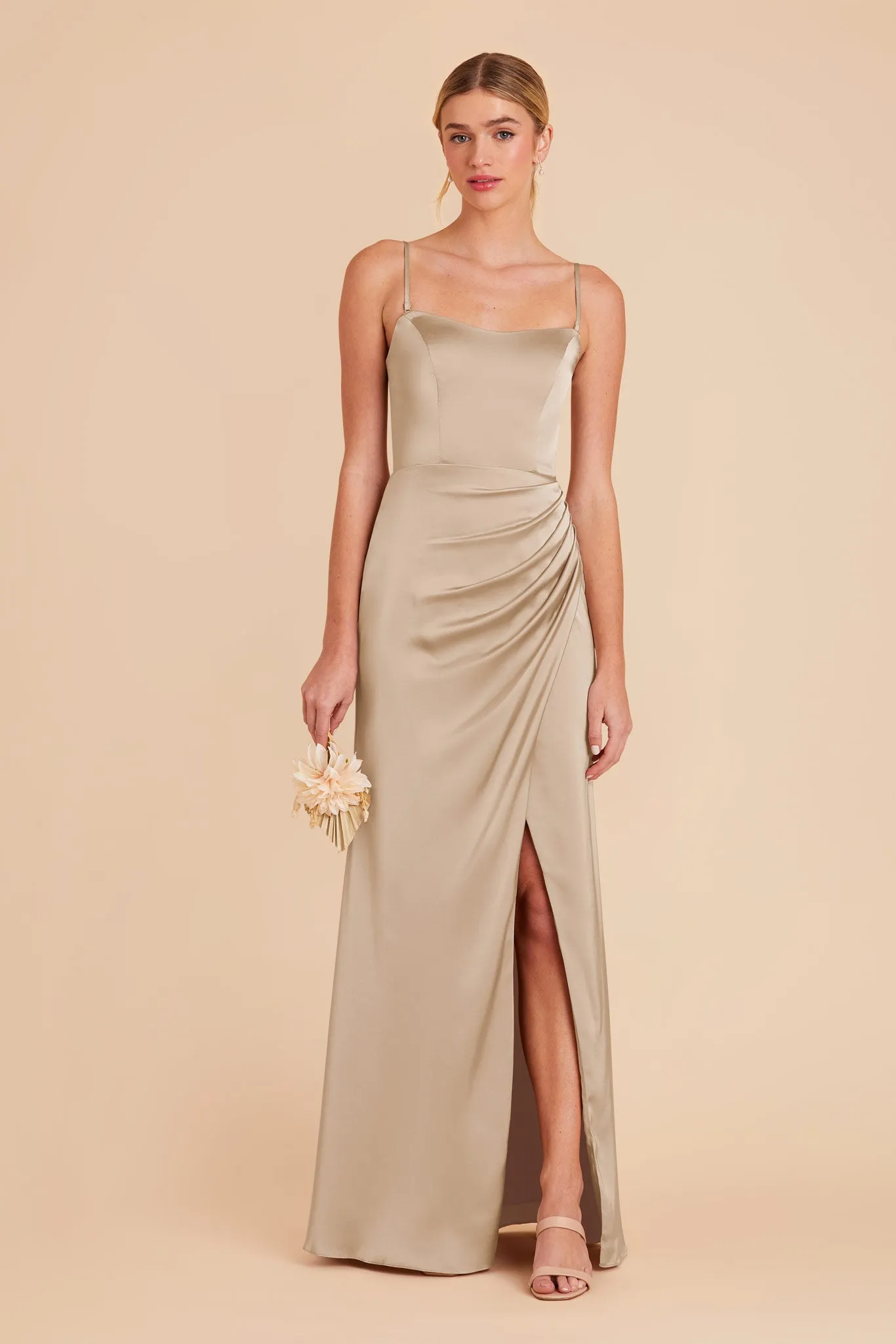 Anne Matte Satin Dress - Neutral Champagne sold by Birdy Grey product image thumbnail 3
