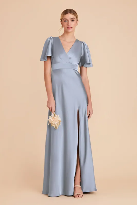 Marni Matte Satin Dress - Dusty Blue sold by Birdy Grey