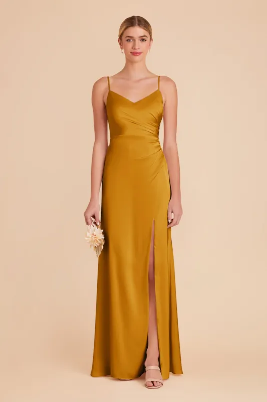 Catherine Matte Satin Dress - Butterscotch sold by Birdy Grey
