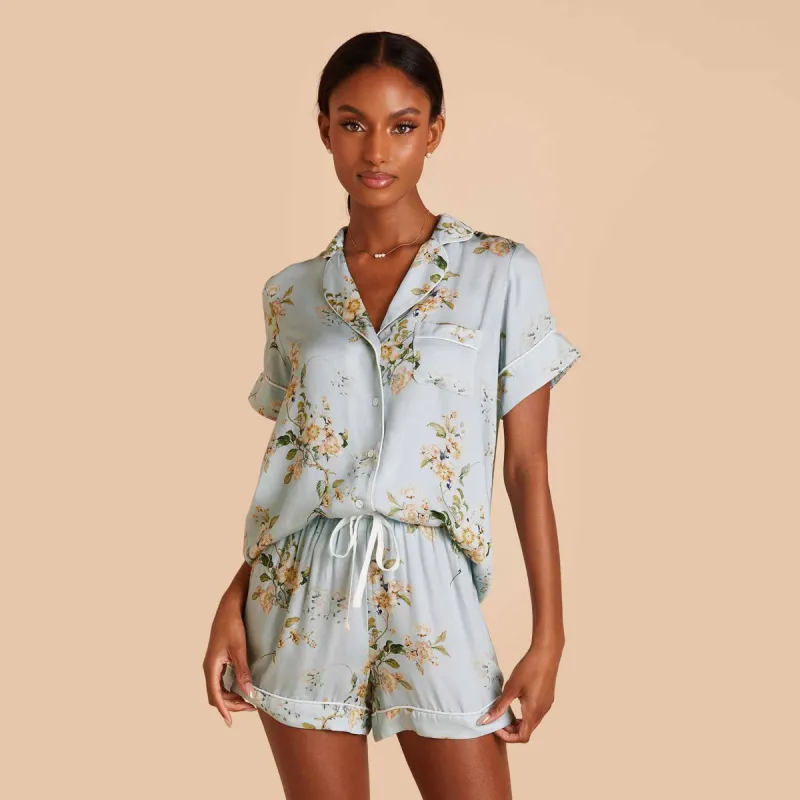 Jonny Floral Pajama Set - Dusty Blue Floral Meadow sold by Birdy Grey